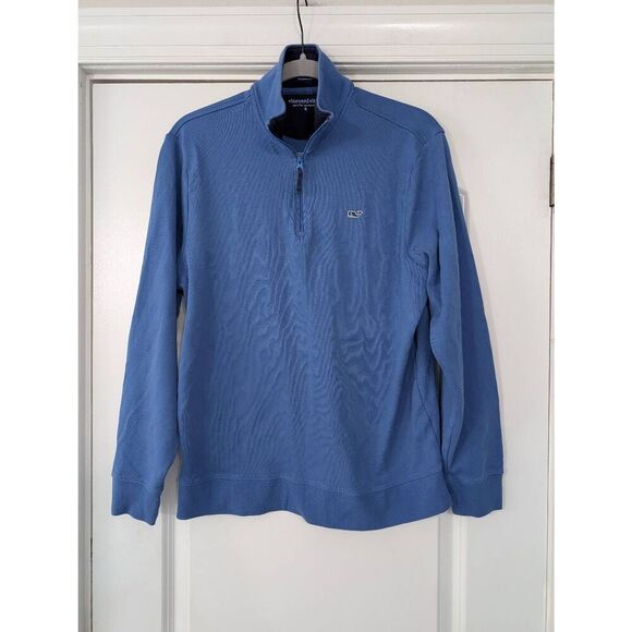 Vineyard Vines 1/4 Zip‎ Sweatshirt men's small blue pima cotton coastal preppy - Picture 1 of 5